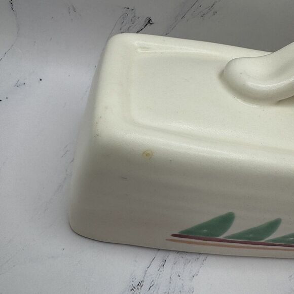 TAOS TREASURE CRAFT BUTTER DISH Southwest Adobe Stone Ware Made In The USA - Picture 5 of 12